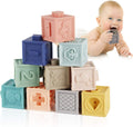 Baby Blocks Soft Building Blocks Baby Toys Teethers Toy Educational Squeeze Play with Numbers Animals Shapes Textures 6 Months and up 12PCS