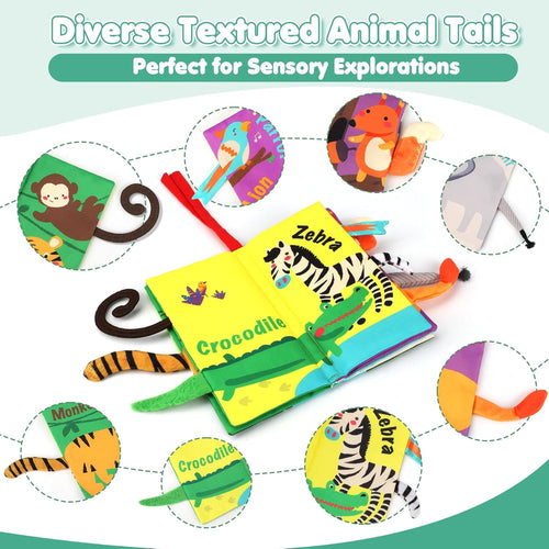 Baby Books Toys, Touch and Feel Crinkle Cloth Book for Infant Baby 0-3-6-12-18 Months, Early Development Interactive Stroller Soft Toys, Newborn Gifts for Boys Girls